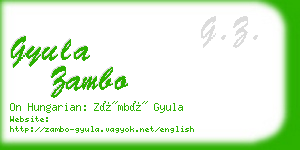 gyula zambo business card